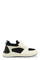 Womens Textured Knit Color Block Lace Up Sneakers,