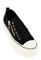 Womens Canvas Zip Detail Platform Sneakers,