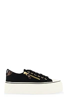 Womens Canvas Zip Detail Platform Sneakers,
