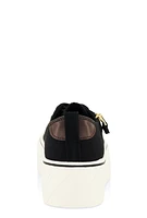 Womens Canvas Zip Detail Platform Sneakers,