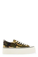 Womens Canvas Zip Detail Platform Sneakers,