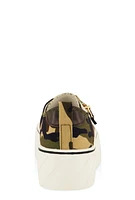 Womens Canvas Zip Detail Platform Sneakers,