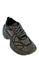 Womens Rhinestone Studded Chunky Platform Sneakers,