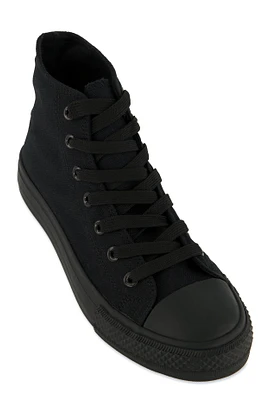 Womens Canvas High Top Lace Up Sneakers,