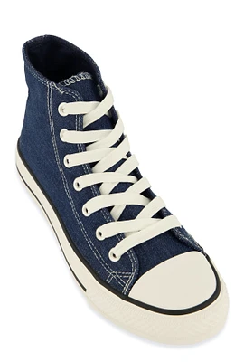 Womens Canvas High Top Lace Up Sneakers,