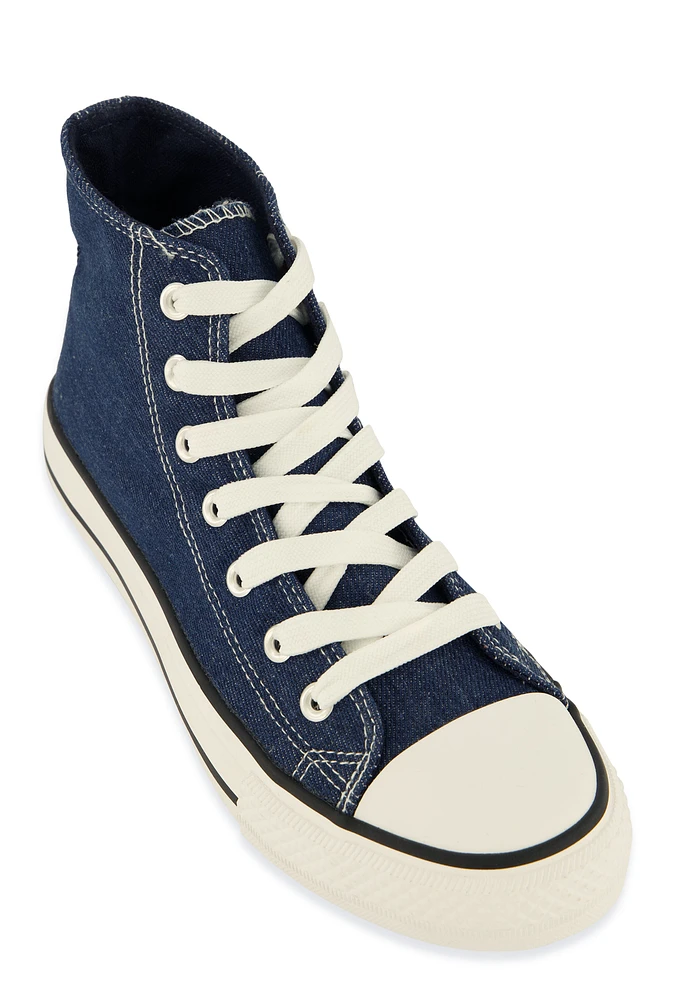 Womens Canvas High Top Lace Up Sneakers,