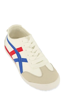 Womens Contrast Trim Low Top Lace Up Sneaker,