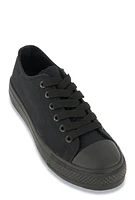 Womens Canvas Cap Toe Low Top Lace Up Sneakers, Black, Size 9