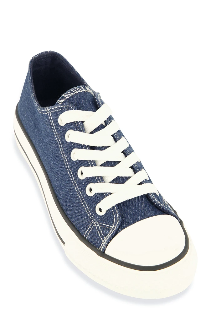 Womens Canvas Cap Toe Low Top Lace Up Sneakers,