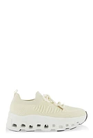 Womens Textured Knit Cut Out Sole Slip On Sneakers,