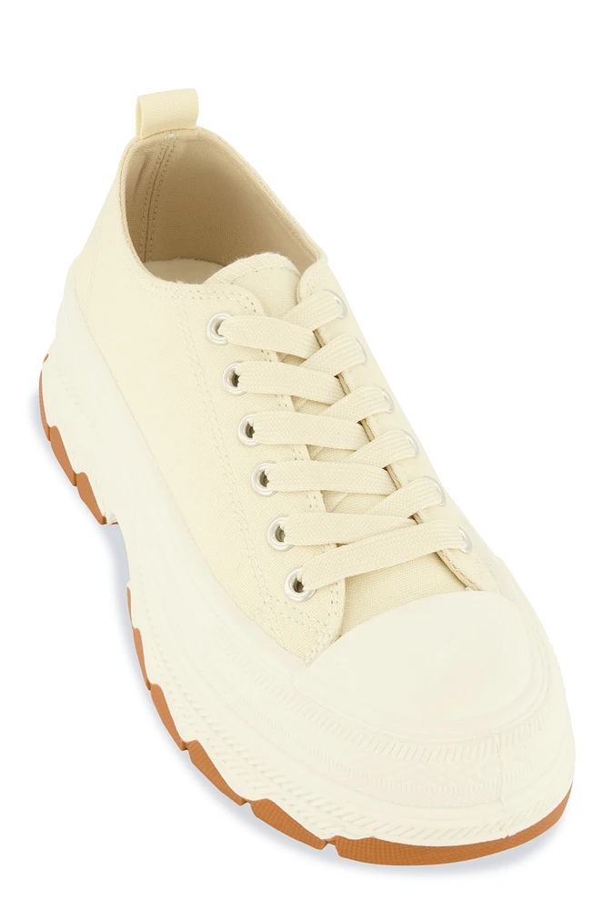 Womens Platform Canvas Sneakers,