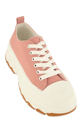 Womens Platform Canvas Sneakers, Pink,