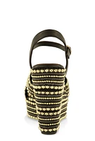 Womens Embellished Open Toe Wedges, Black,