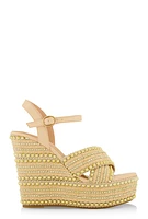 Womens Embellished Open Toe Wedges,