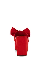 Womens Double Bow Band Wedge Slide Sandals, Red, Size 6