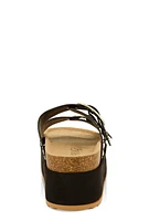 Womens Faux Suede Studded Platform Footbed Sandals, 9