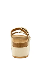 Womens Faux Suede Studded Platform Footbed Sandals,