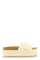 Womens Crochet Band Platform Slide Sandals,