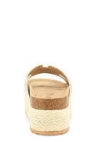 Womens Embellished Band Espadrille Platform Slide Sandals, White,