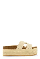 Womens Floral Crochet H Band Platform Footbed Sandals,