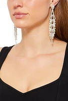 Womens Rhinestone Chandelier Drop Earrings, Silver