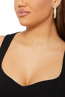 Womens Rhinestone Studded Chunky Hoop Earring Trio, Gold