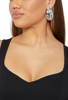 Womens Abstract Teardrop Earrings, Silver