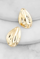 Womens Abstract Teardrop Earrings, Gold