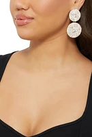 Womens Pave Disc Drop Earrings,