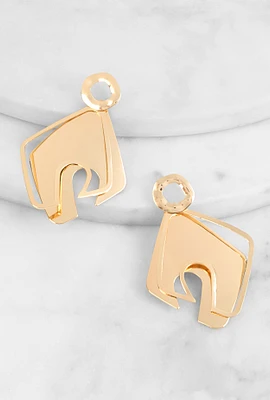 Womens Metallic Abstract Drop Earrings, Gold