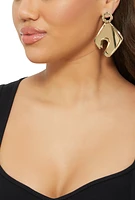 Womens Metallic Abstract Drop Earrings, Gold