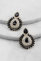 Womens Cubic Zirconia Chandelier Drop Earrings, Black