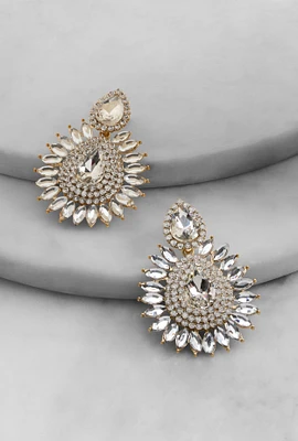 Womens Cubic Zirconia Chandelier Drop Earrings, Silver
