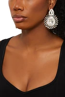 Womens Cubic Zirconia Chandelier Drop Earrings, Silver