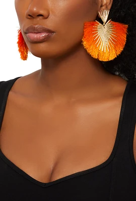 Womens Fringe Fan Drop Earrings,