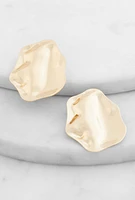 Womens Abstract Metallic Drop Earrings, Gold