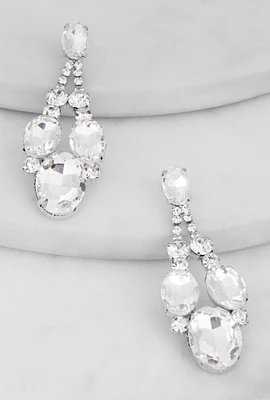 Womens Cubic Zirconia Chandelier Earrings, Silver
