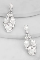 Womens Cubic Zirconia Chandelier Earrings, Silver