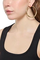 Womens Metallic Hoop Earrings Set of 3, Gold