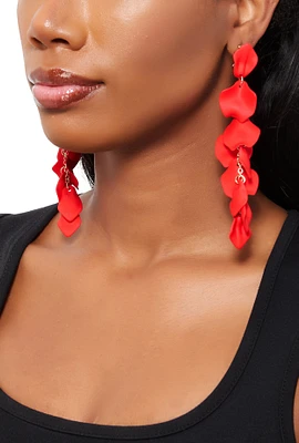 Womens Petal Drop Earrings, Red