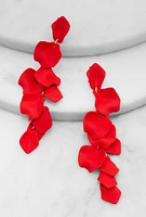 Womens Petal Drop Earrings, Red