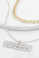 Womens Queen Cubic Zirconia Layered Necklace,