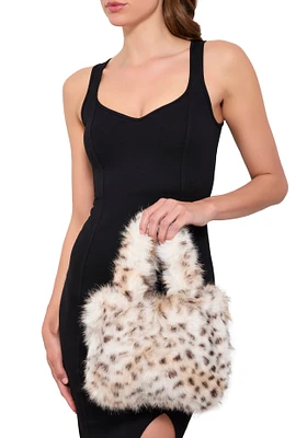 Womens Animal Print Faux Fur Mini Tote Bag, Multi