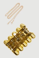 Womens Bubble Metallic Clutch, Gold