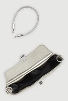 Womens Chevron Quilted Convertible Handbag, Silver
