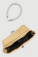 Womens Chevron Quilted Convertible Handbag, Gold