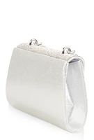 Womens Rhinestone Flap Chain Strap Handbag, Silver