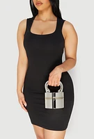 Womens Metallic Cylinder Convertible Crossbody Bag, Silver
