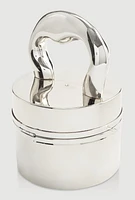 Womens Metallic Cylinder Convertible Crossbody Bag, Silver