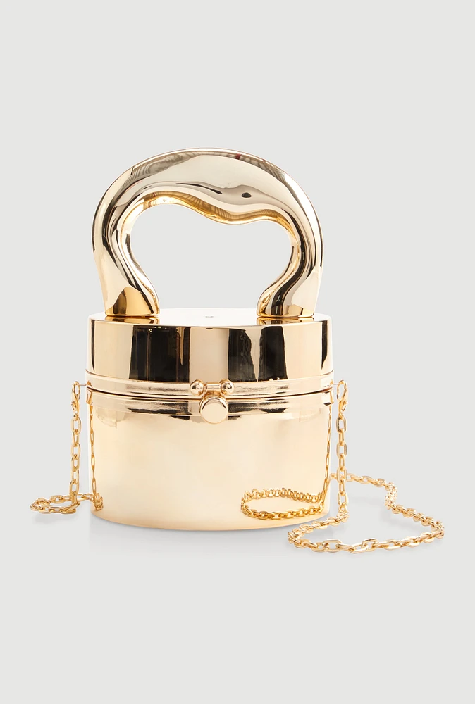 Womens Metallic Cylinder Convertible Crossbody Bag,